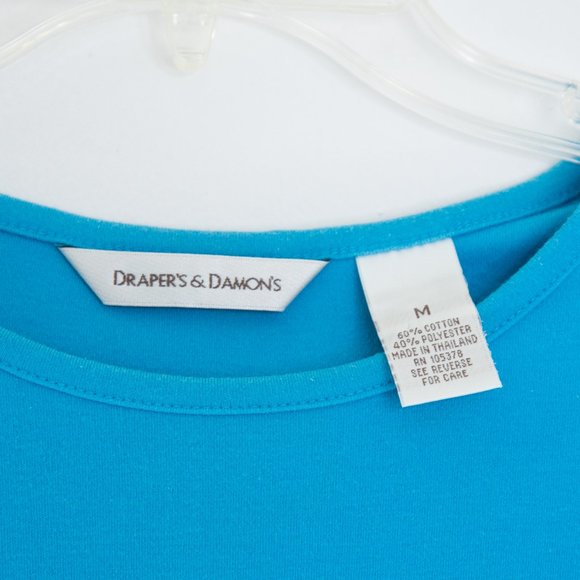 Draper's and Damon's Women's Casual Top Color Turquoise blue Size Med - Picture 2 of 4